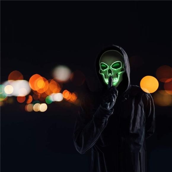 Scary Halloween Mask LED Light up, Great Costume for Parties and October Fest - Picture 5 of 8